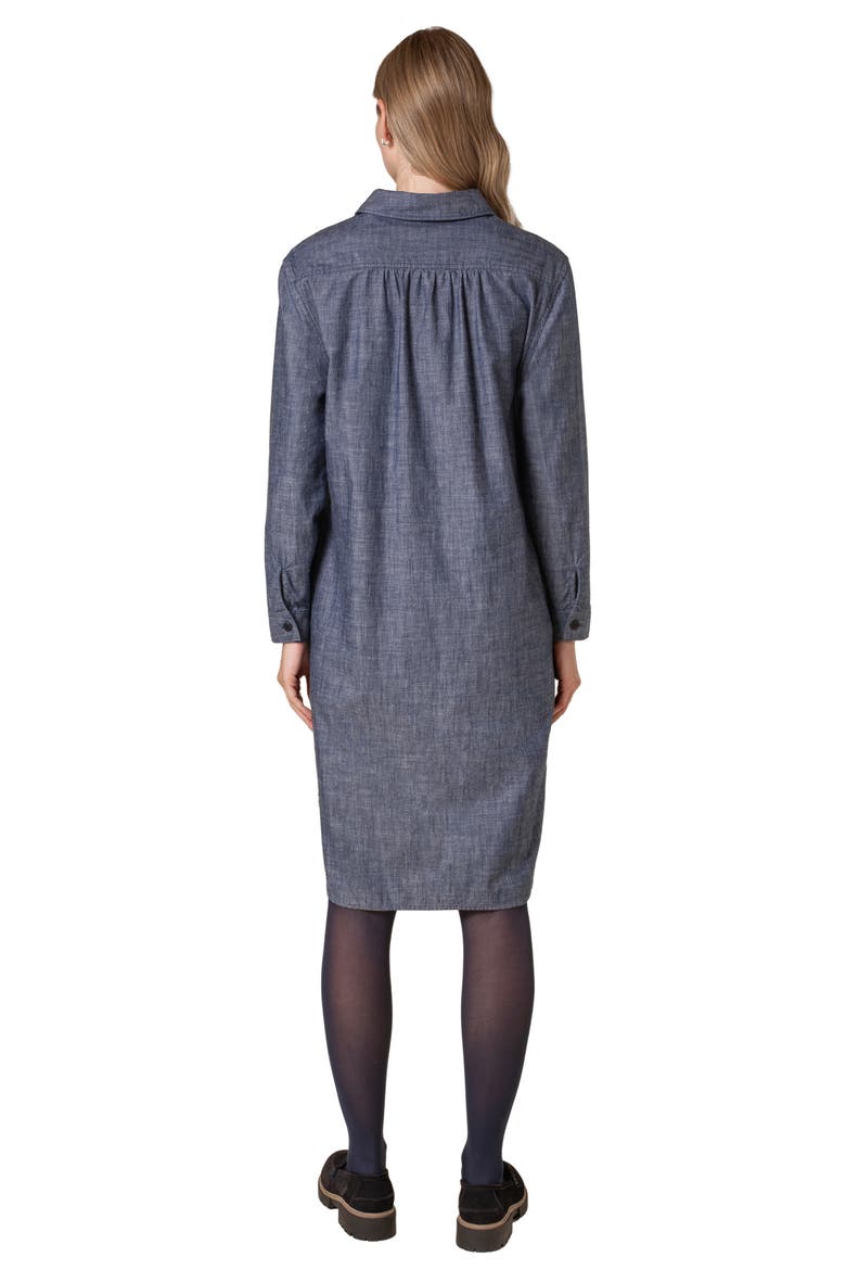 Chambray Long Sleeve Knee Length Dress