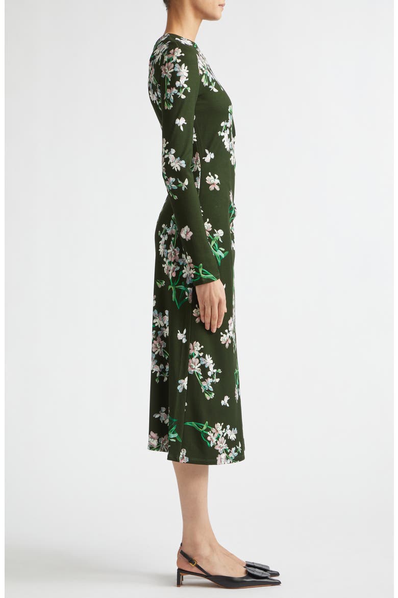 Floral Long Sleeve Ponte Midi Dress