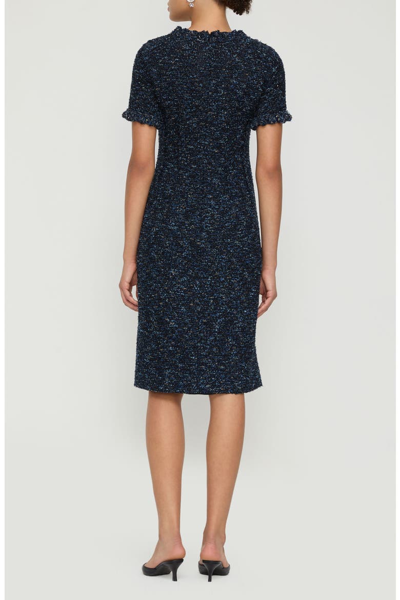 Cosmos Crochet Trim Bouclé Tweed Sheath Dress
