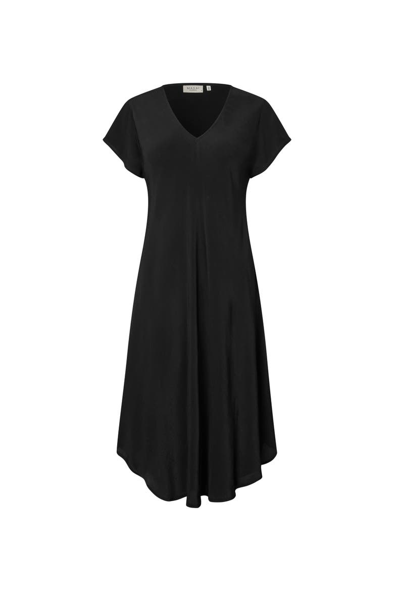 Manebili V-Neck Draped Midi Dress