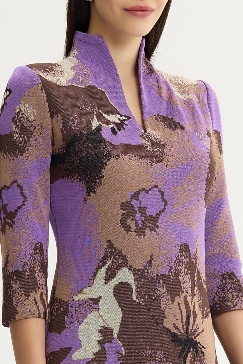 A-Line Multi Colored Jacquard Knit Dress