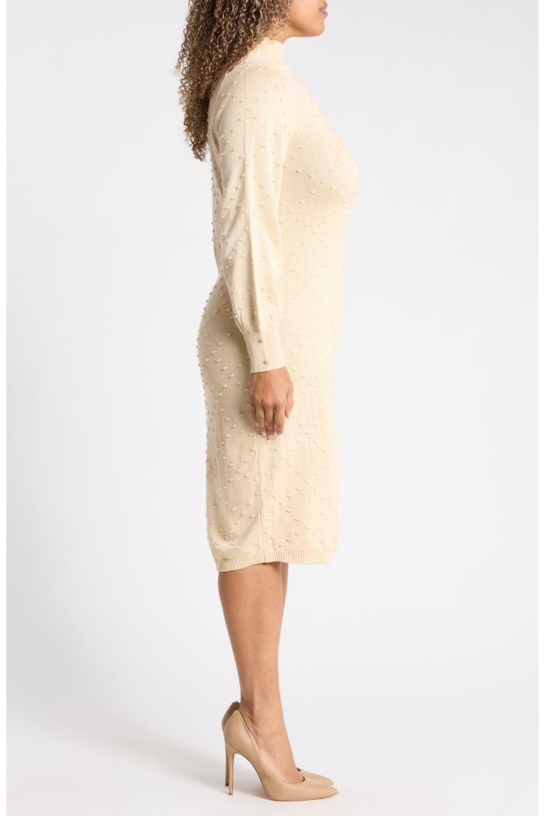Bobble Stitch Mock Neck Sweater Dress