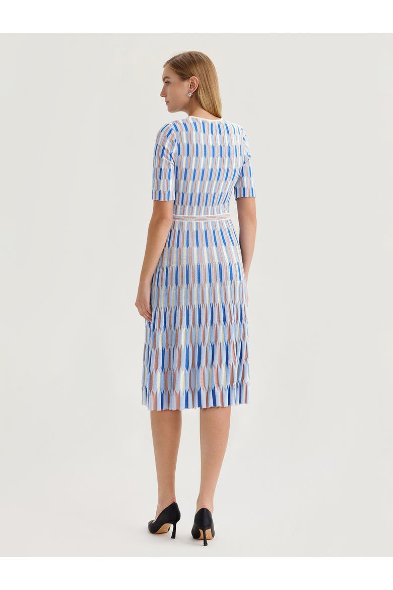 Fit & Flare Geometric Soft Knit Midi Dress