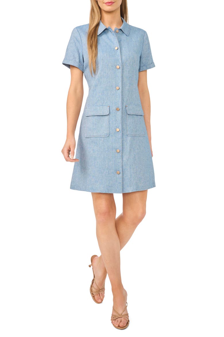 Chambray Cotton & Linen Blend Shirtdress