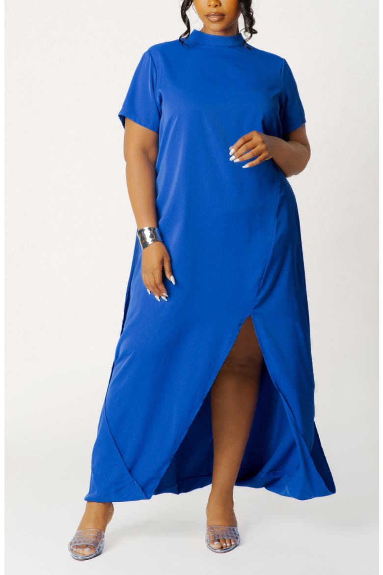 High Neck Draped Maxi Dress