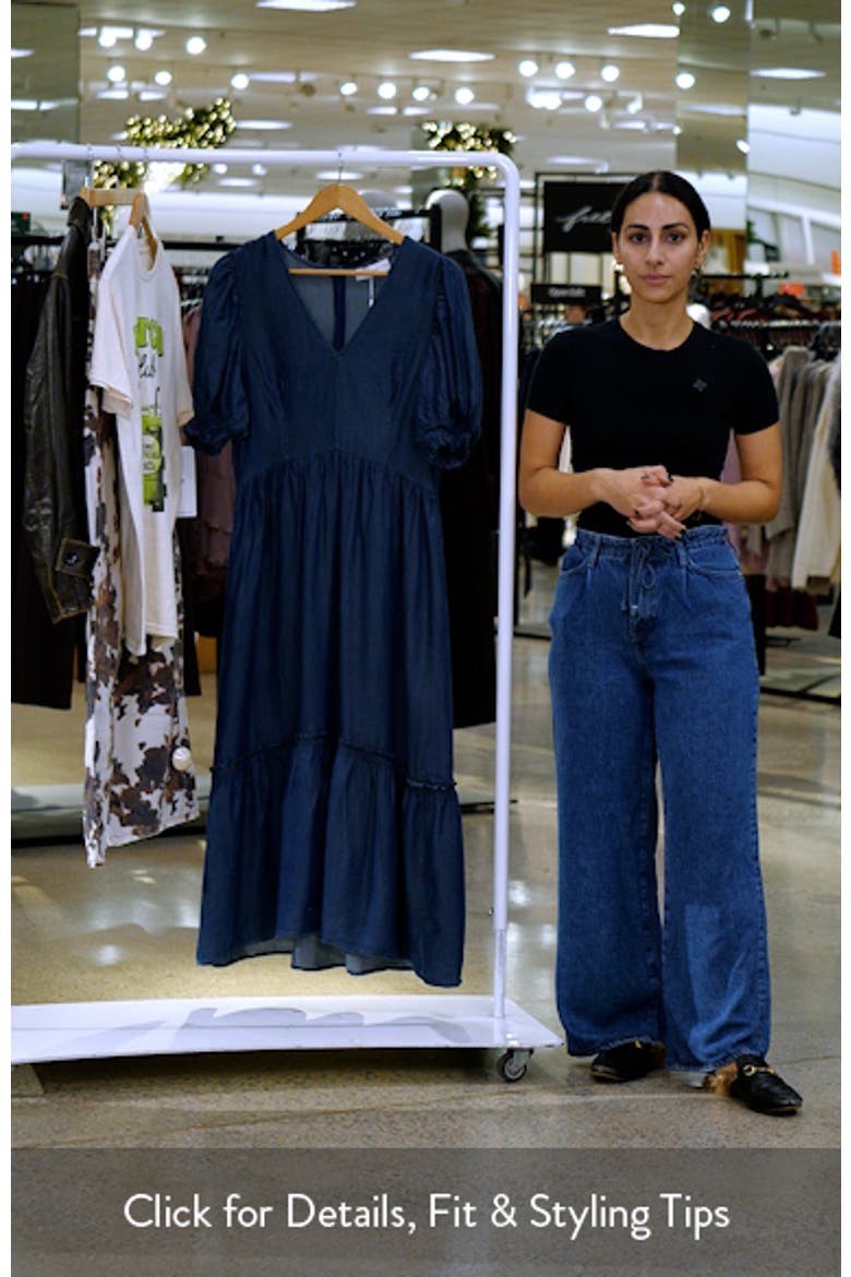 Steele Puff Sleeve Tiered Chambray Midi Dress