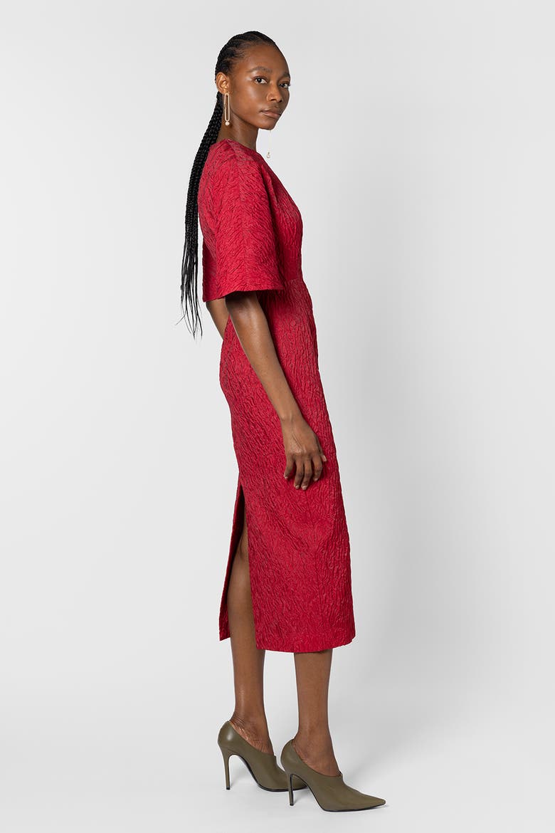 Falah Cloque Textured Midi Dress
