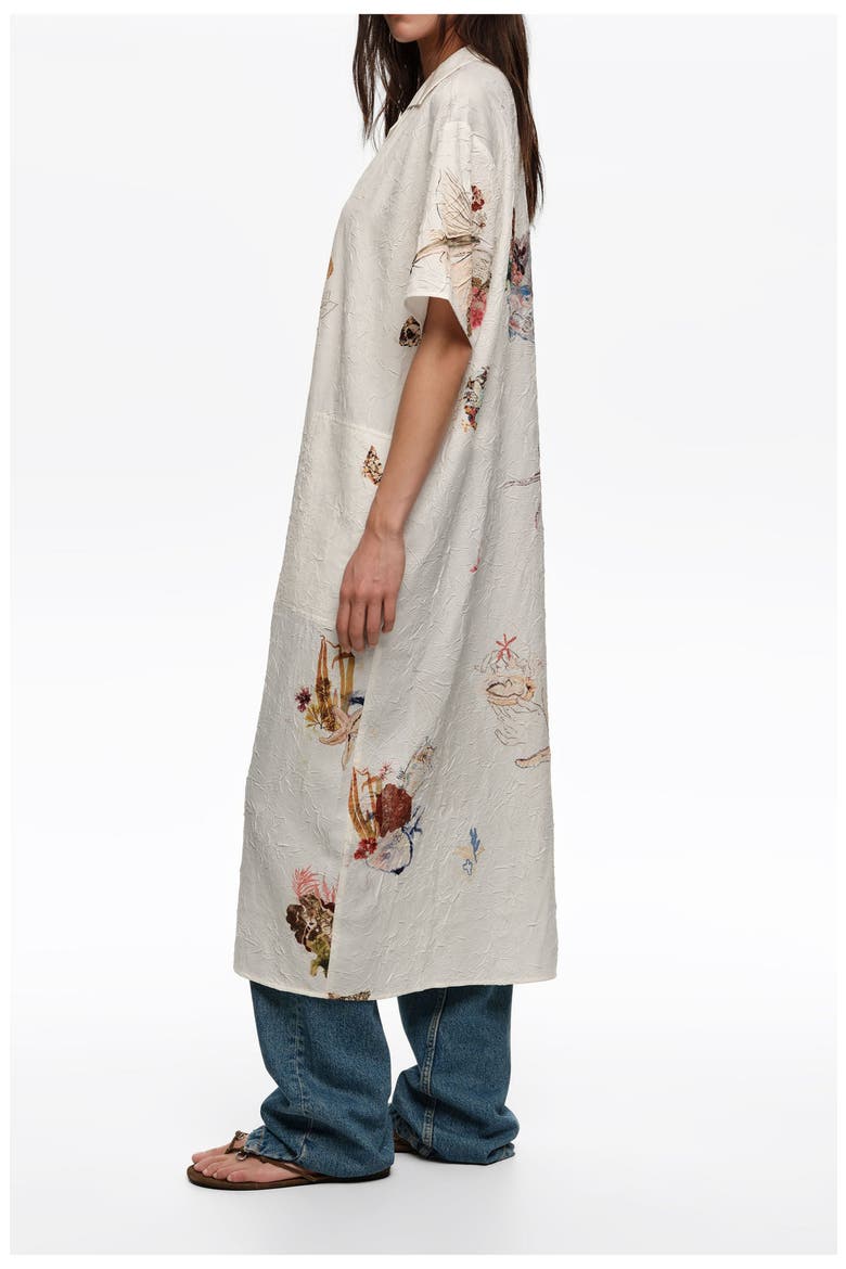 Off-White Seabed Wrinkled Fabric Shirt Dress