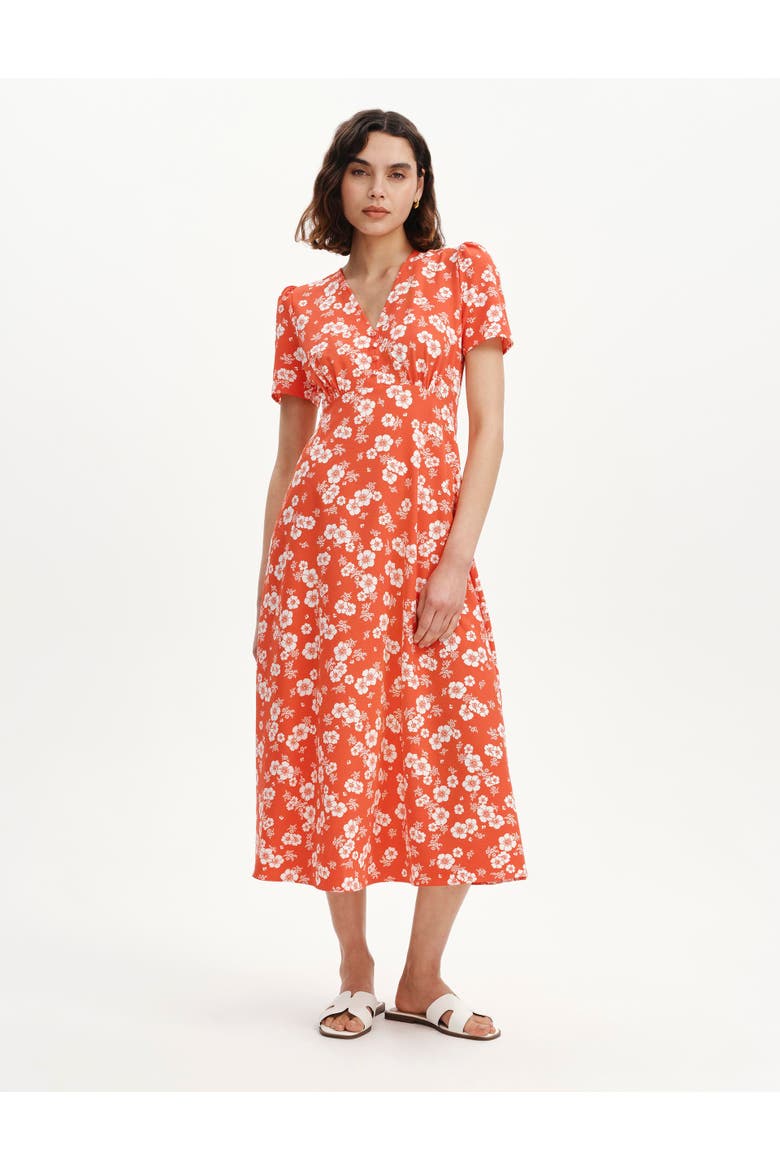 Nieve V-Neck Short Sleeve Midi Dress