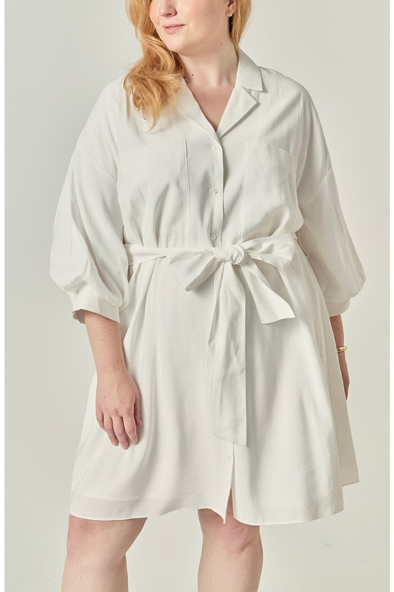 Tie Waist Mini Shirtdress