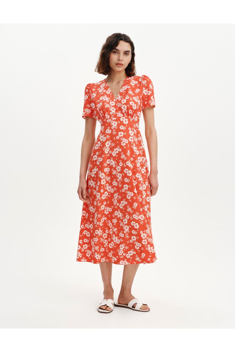 Nieve V-Neck Short Sleeve Midi Dress