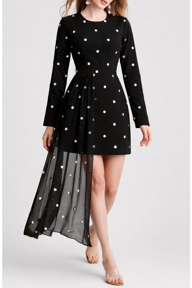 Kaia Long Sleeve Minidress with Removable Drape Belt