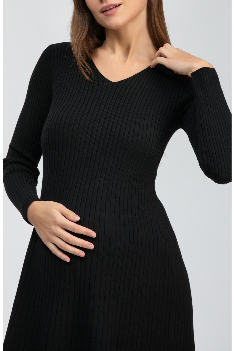 Bianca Rib Long Sleeve Maternity Dress