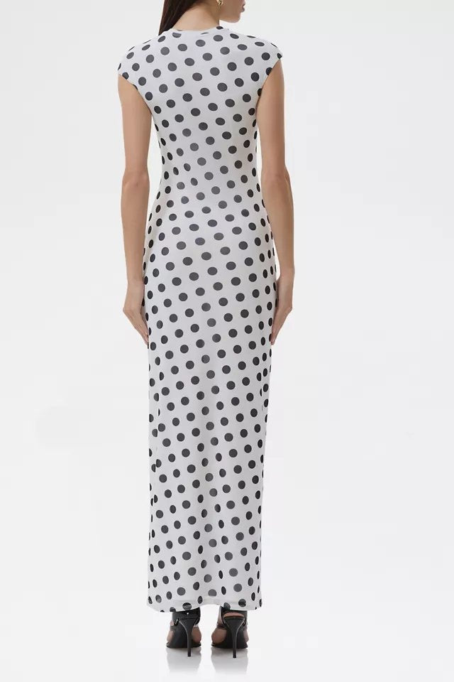 AFRM Cody Blanc Dot Mesh Cap Sleeve Maxi Dress - Image 4