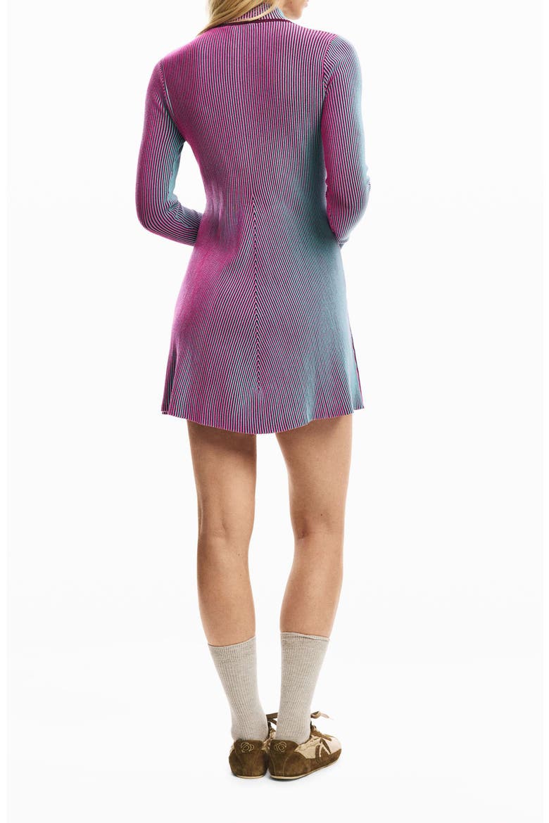 Long Sleeve Rib Half Zip Minidress
