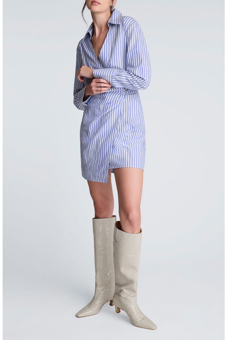 Asymmetric Long Sleeve Wrap Shirtdress