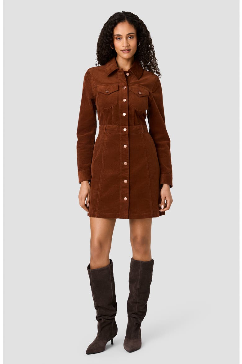 Casey Long Sleeve Corduroy Mini Shirtdress