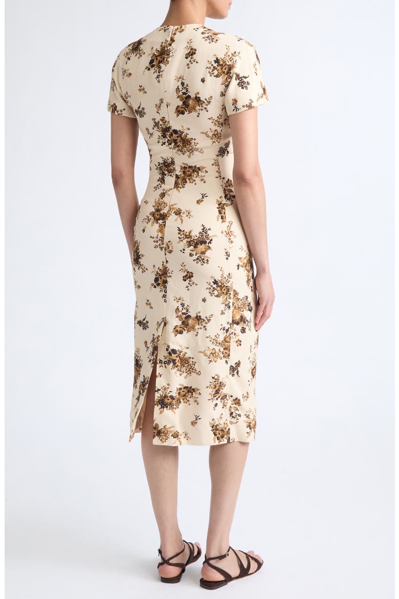 Envers Floral Satin Sheath Midi Dress