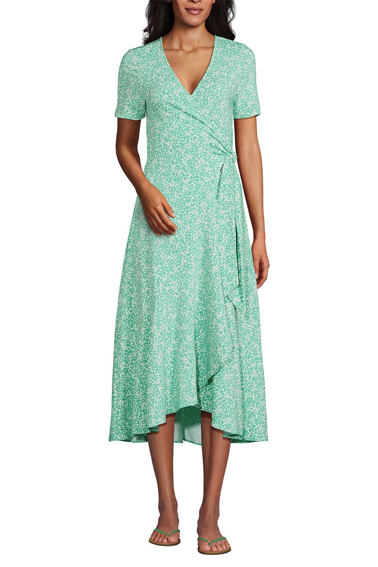 Cotton Modal Vneck Wrap Midi Dress