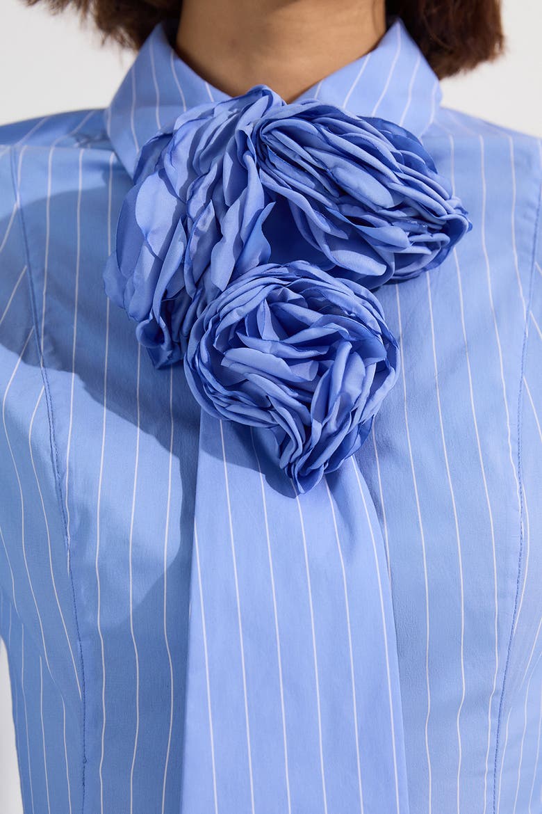 Rosette Woven Shirt Maxi Dress