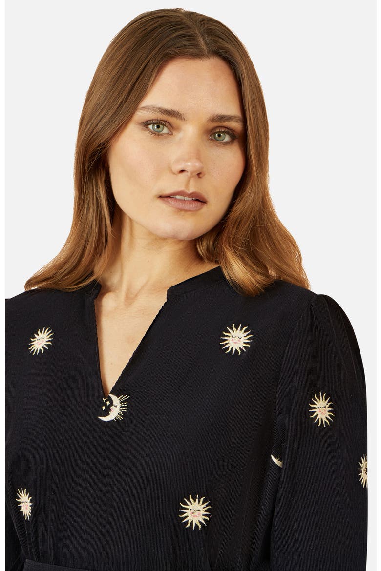 Cosmic Embroidery Cord Midi Shirt Dress