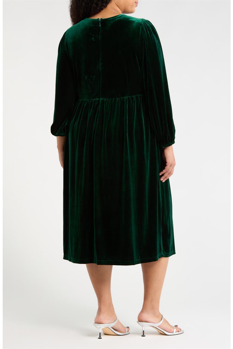 Jena Glow Bow Long Sleeve Velvet Midi Dress