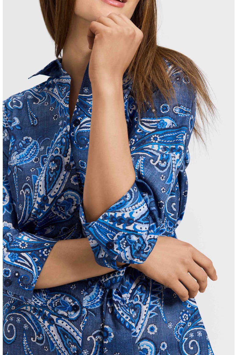 Rocca Paisley Print Belted Cotton Shirtdress