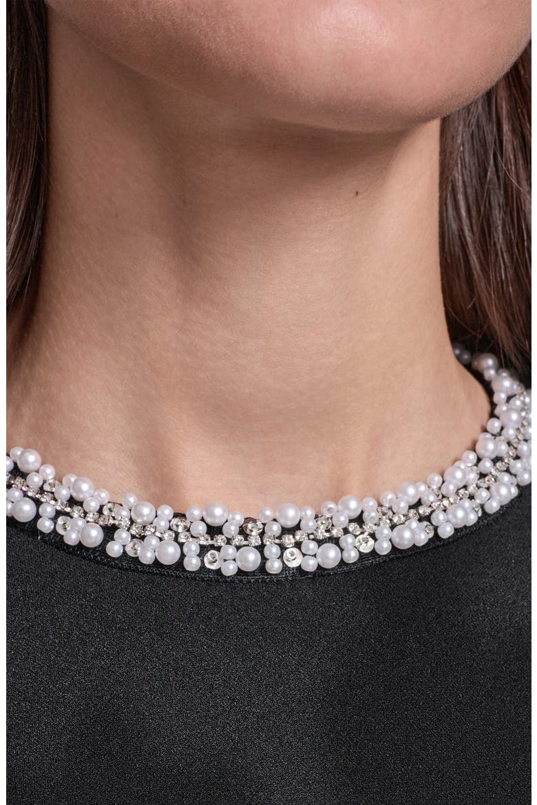 Pearl Collar Scuba Crepe Sheath Dress