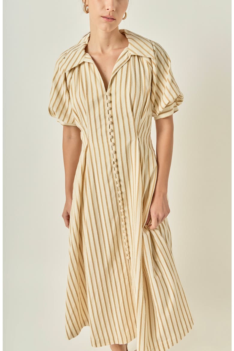 Striped Fit and Flare Midi Dress