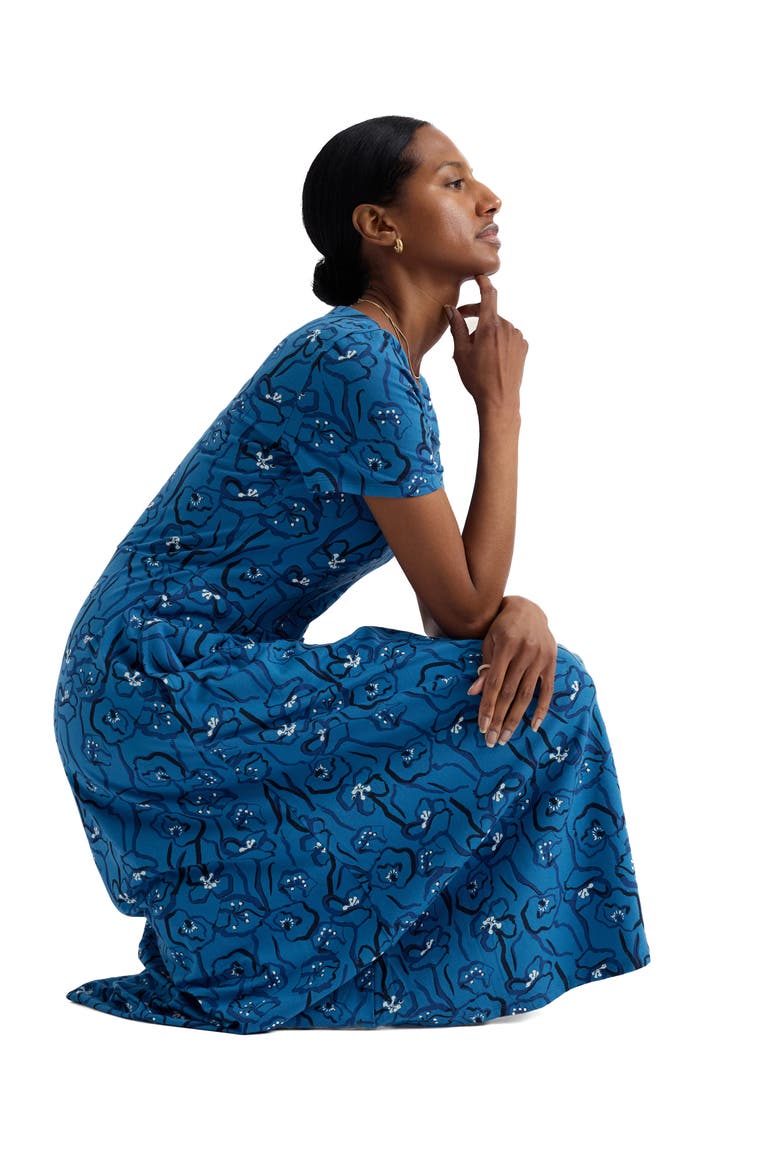 Veronica Floral Stretch Organic Cotton Midi Dress