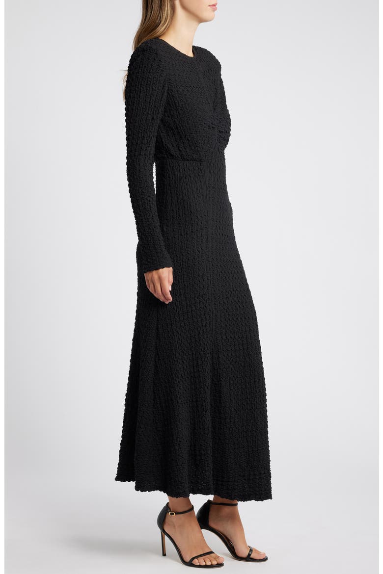 Textured Long Sleeve Midi Dress