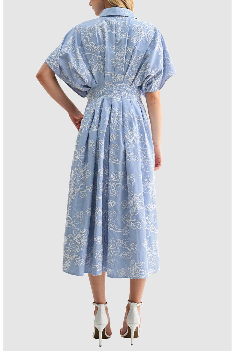 Embroidered Stripe Midi Shirtdress