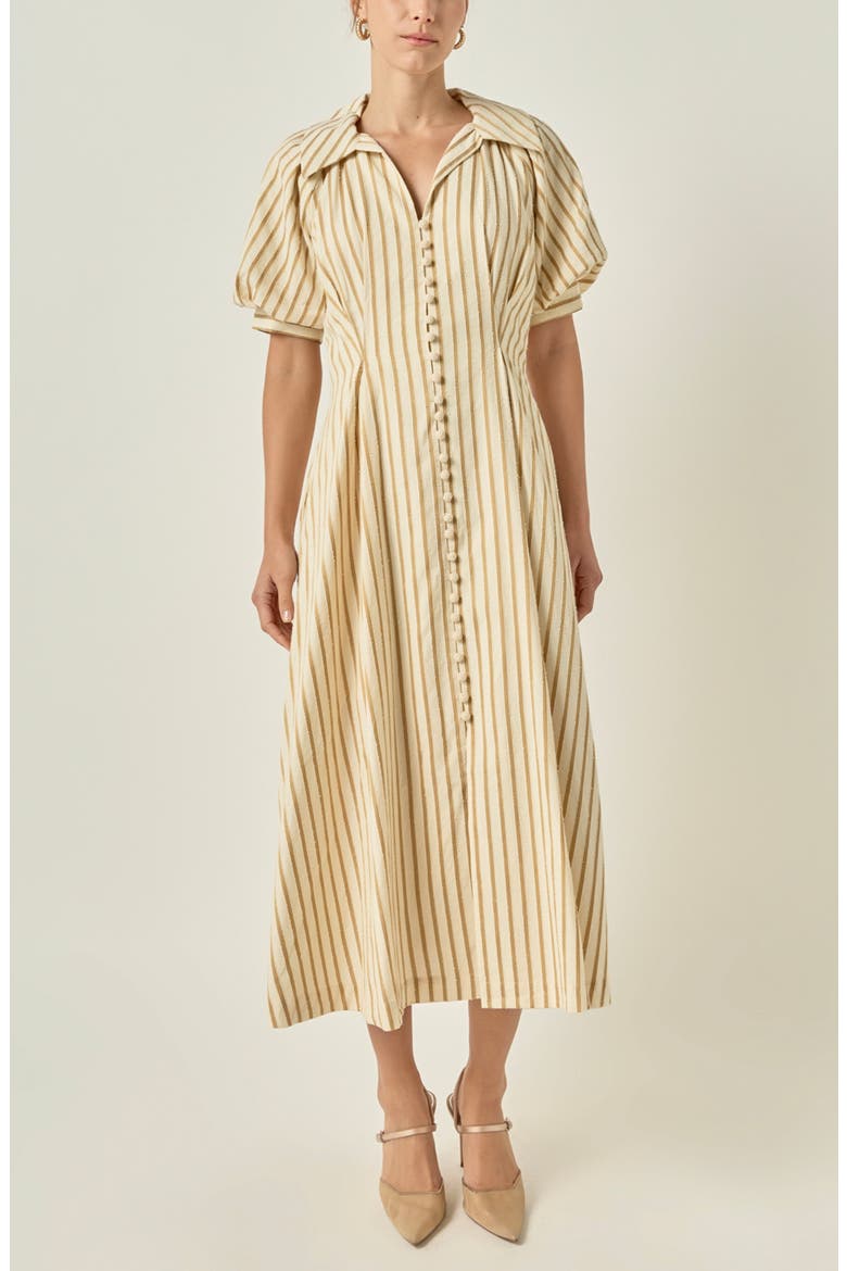 Striped Fit and Flare Midi Dress