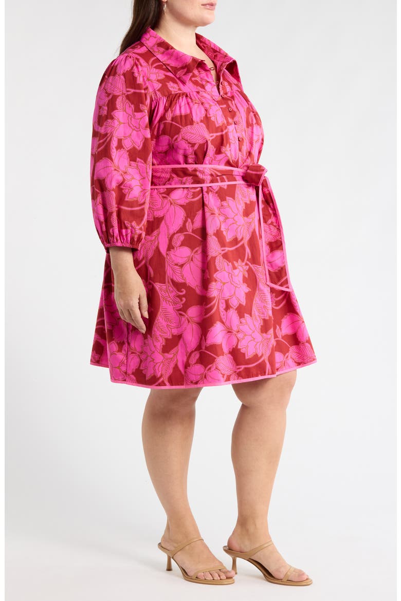 Craney Floral Print Tie Waist Long Sleeve Shirtdress
