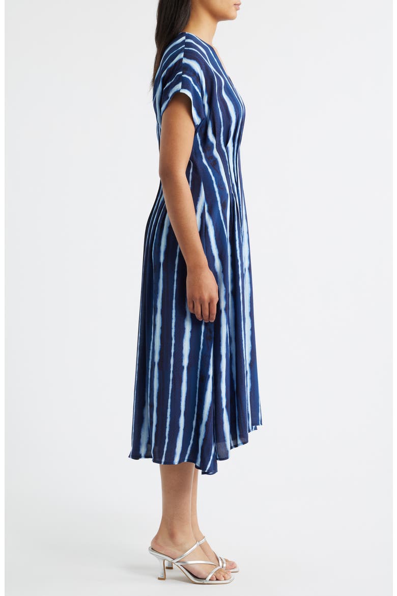 Lana Shibori Stripe Short Sleeve Midi Dress