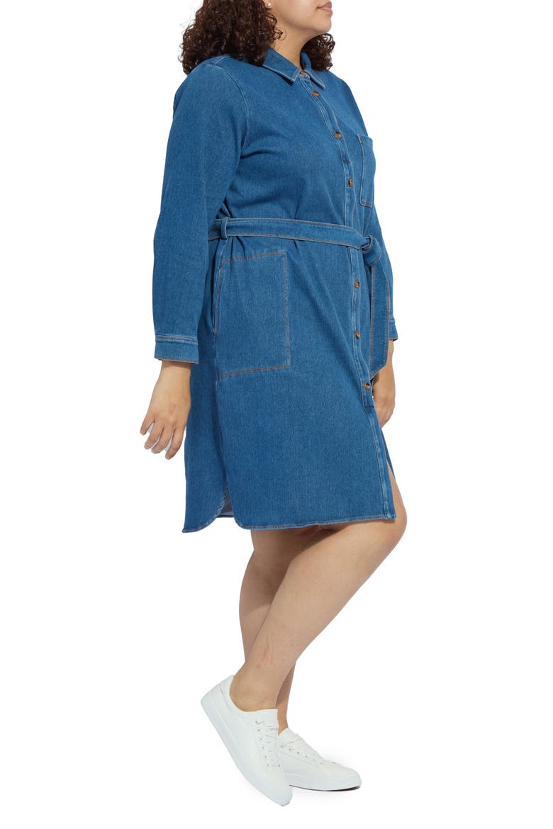 Schiffer Belted Long Sleeve Denim Shirtdress