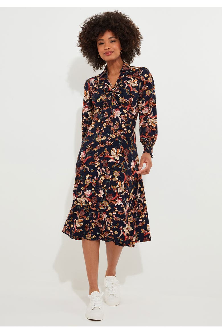 Stretch Knit Knot Front Midi Dress