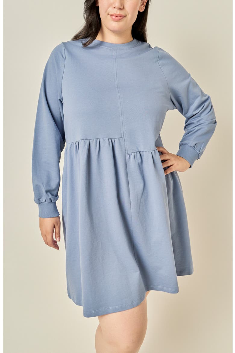 Asymmetrical Seam Knit Long Sleeve Dress