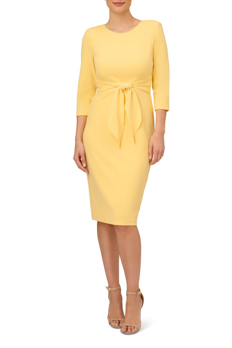 Tie Waist Crepe Sheath Dress