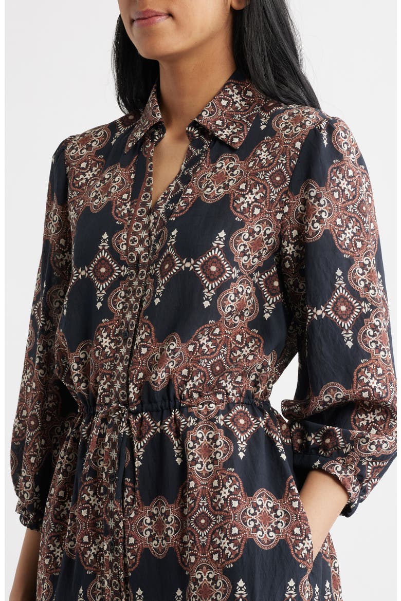 Mixed Paisley Long Sleeve Shirtdress