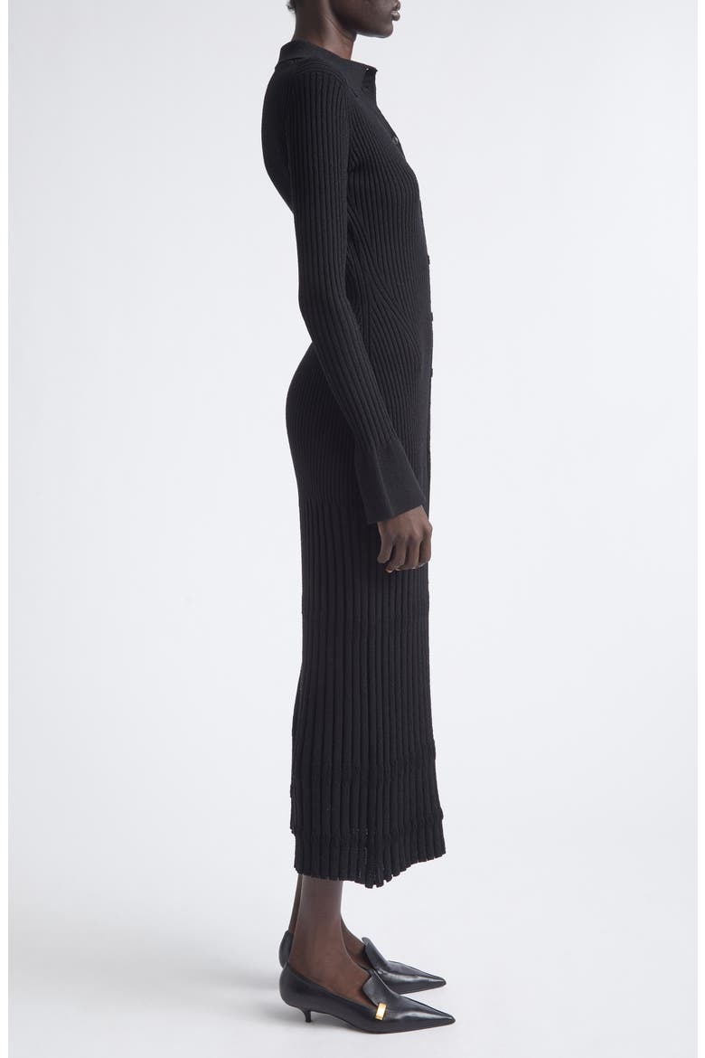 Rosario Point Collar Ribbed Midi Dress