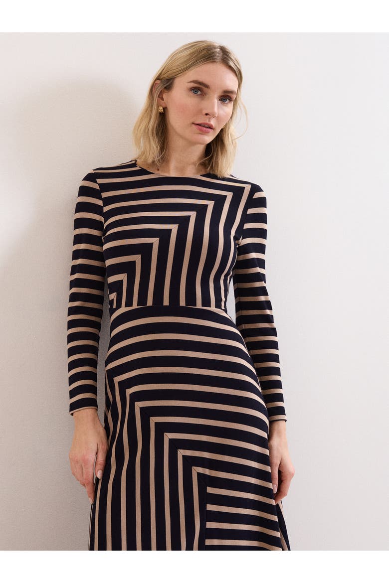 Mia Stripe Long Sleeve Midi Dress