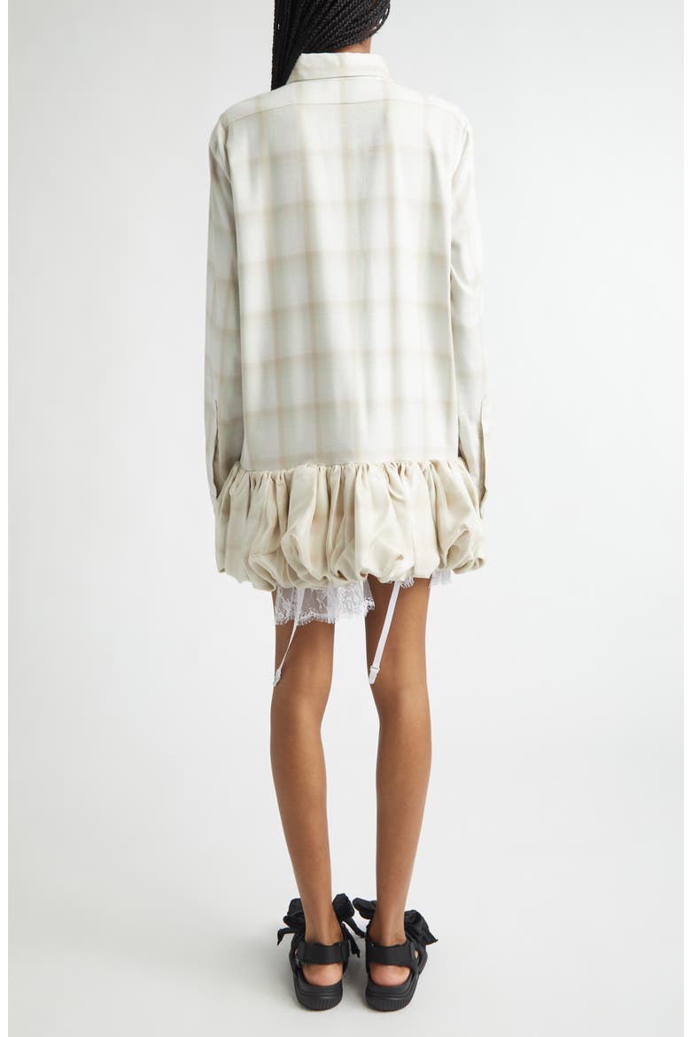 Valerian Plaid Long Sleeve Bubble Hem Mini Shirtdress