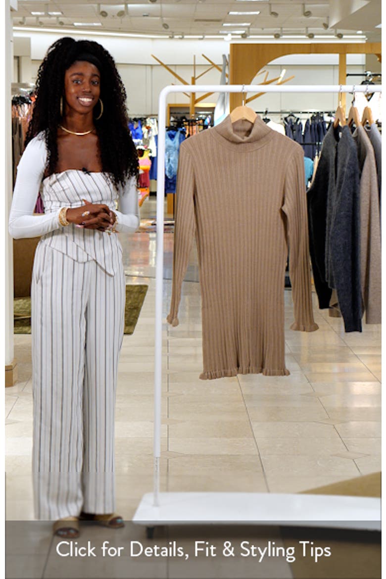 Long Sleeve Rib Turtleneck Sweater Minidress