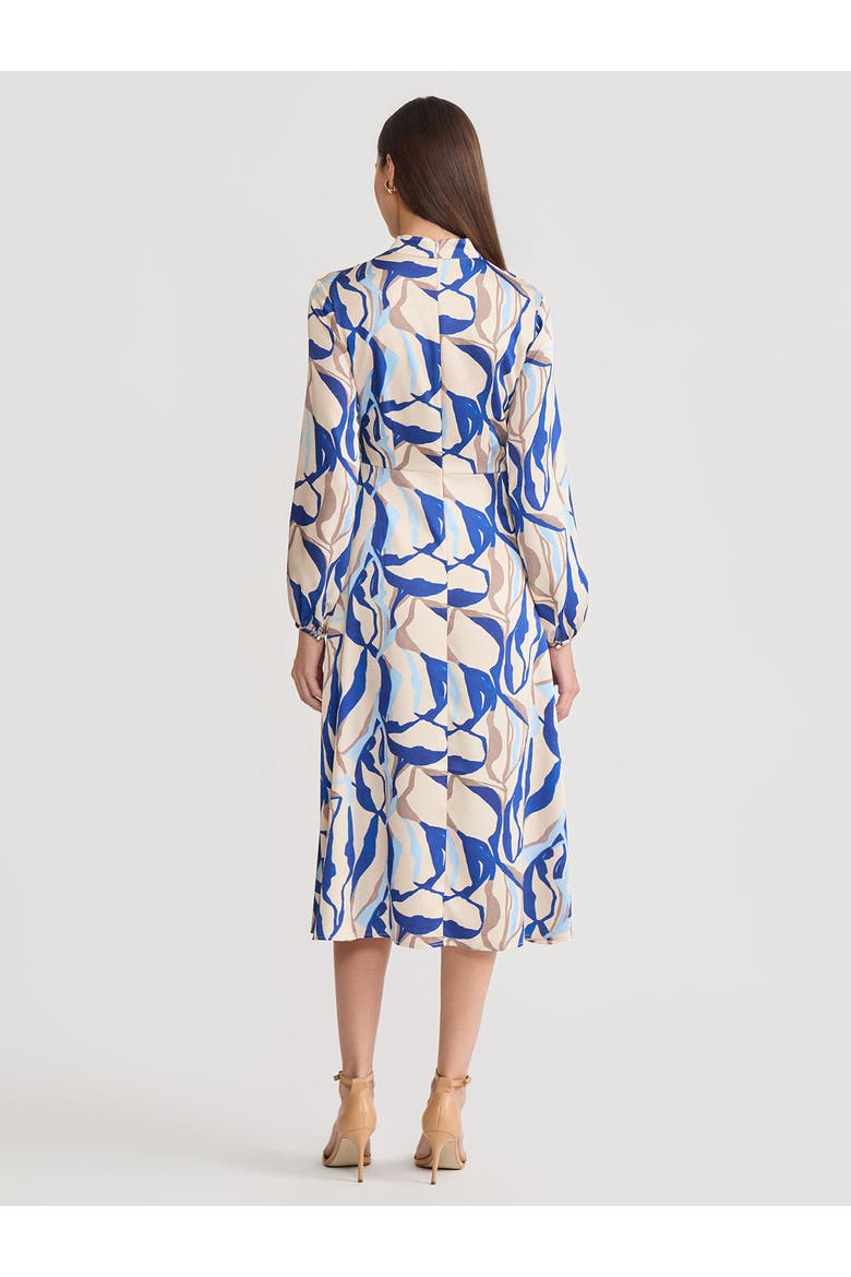 Fit & Flare Printed Crepe de Chine Ruffle Maxi Dress