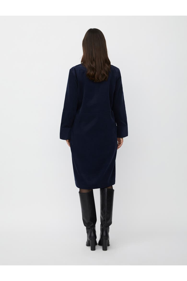 Long Sleeve Crew Neck Zip Midi Dress