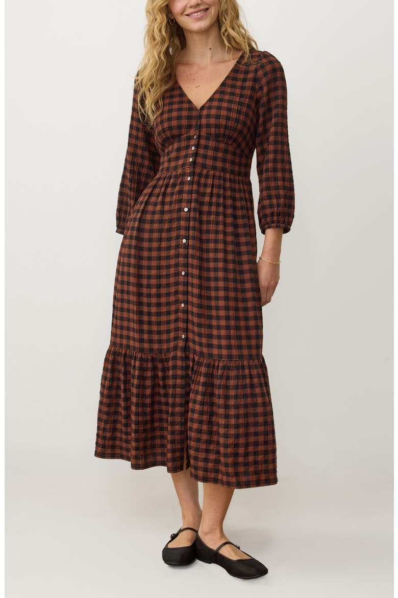 Maeve Plaid Long Sleeve Maxi Dress