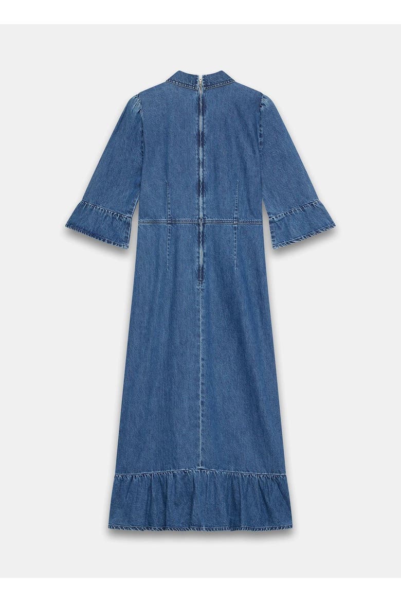 Ruffle Hem Denim Midi Dress