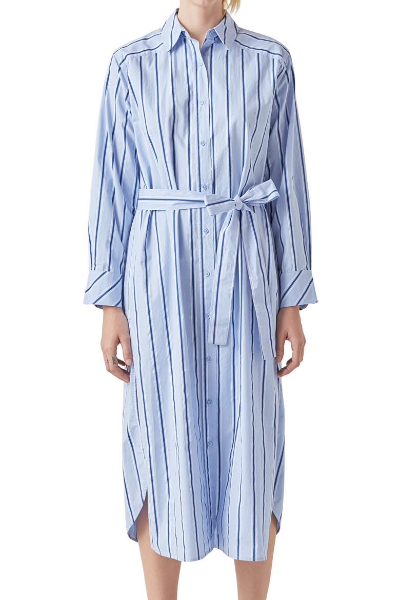Stripe Long Sleeve Maxi Shirtdress