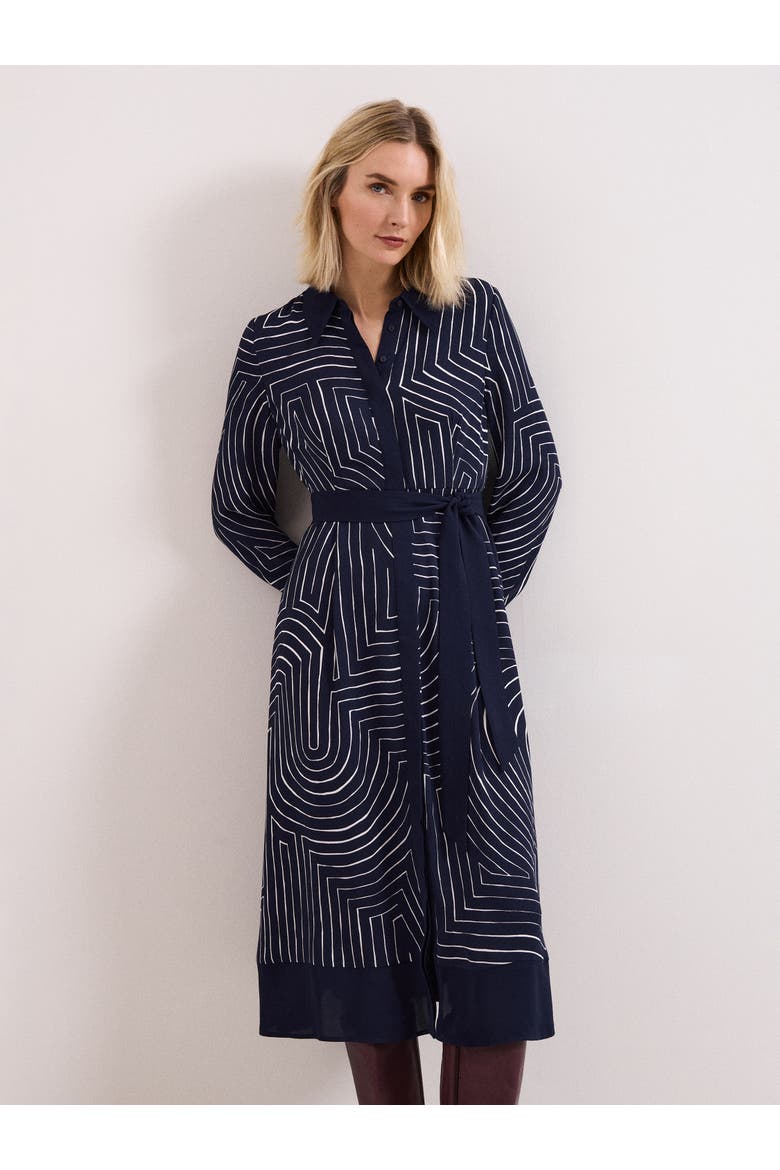 Charlotte Long-Sleeve Belted Midi Dress